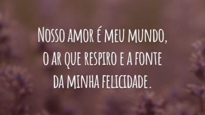 Nosso amor é meu mundo, o ar que respiro e a fonte da minha felicidade.