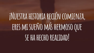 ¡Nuestra historia recién comienza, eres mi sueño más hermoso que se ha hecho realidad! (Nossa história está apenas começando, você é o meu sonho mais bonito que se tornou realidade!)