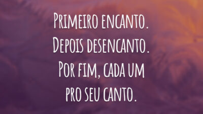 Primeiro encanto. Depois desencanto. Por fim, cada um pro seu canto.