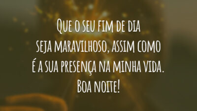 Que o seu fim de dia seja maravilhoso, assim como é a sua presença na minha vida. Boa noite!