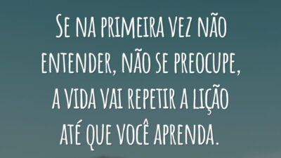 Se na primeira vez não entender, não se preocupe, a vida vai repetir a lição até que você aprenda.