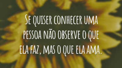 Se quiser conhecer uma pessoa não observe o que ela faz, mas o que ela ama.