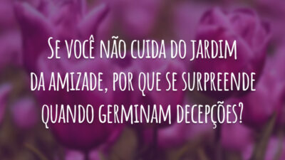 Se você não cuida do jardim da amizade, por que se surpreende quando germinam decepções?