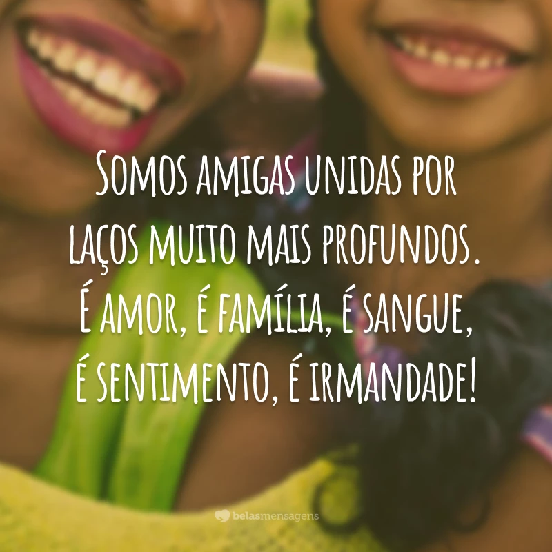 Somos amigas unidas por laços muito mais profundos. É amor, é família, é sangue, é sentimento, é irmandade!