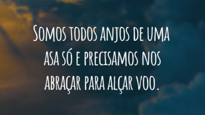 Somos todos anjos de uma asa só e precisamos nos abraçar para alçar voo.
