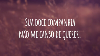 Sua doce companhia não me canso de querer.