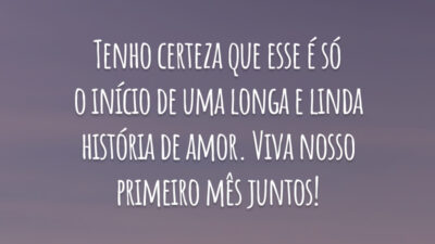 Tenho certeza que esse é só o início de uma longa e linda história de amor. Viva nosso primeiro mês juntos!