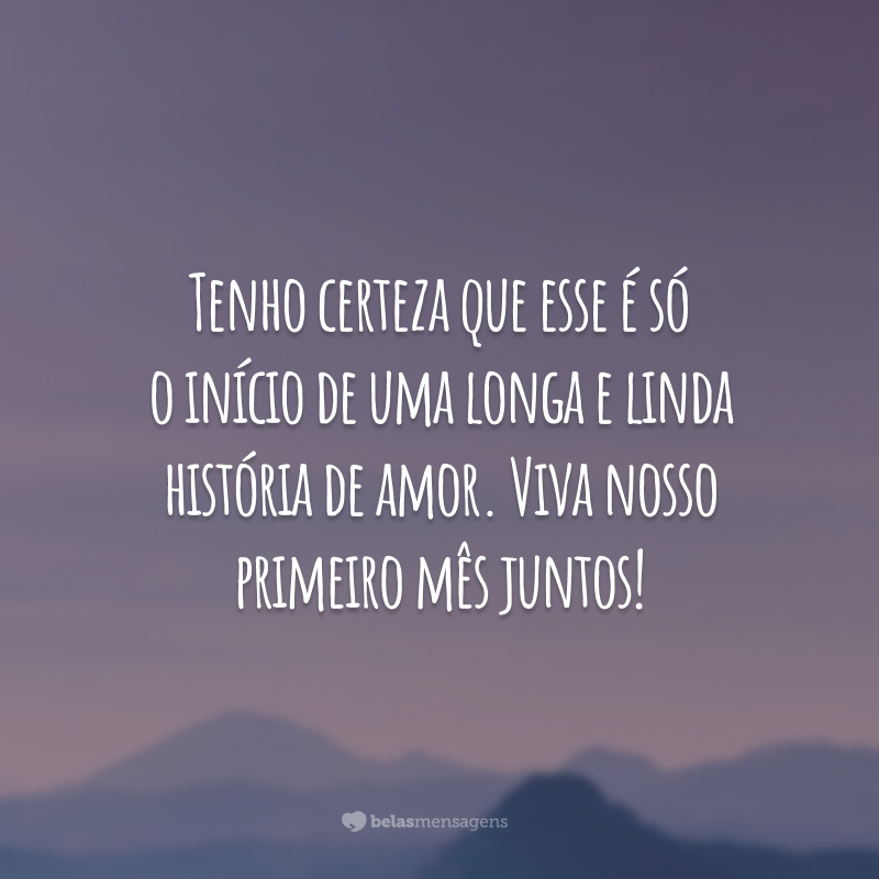 Tenho certeza que esse é só o início de uma longa e linda história de amor. Viva nosso primeiro mês juntos!