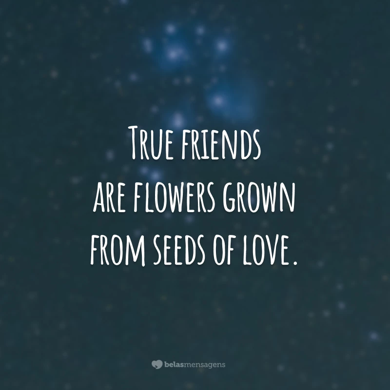 True friends are flowers grown from seeds of love. 
(Amigos verdadeiros são flores cultivadas a partir de sementes de amor.)