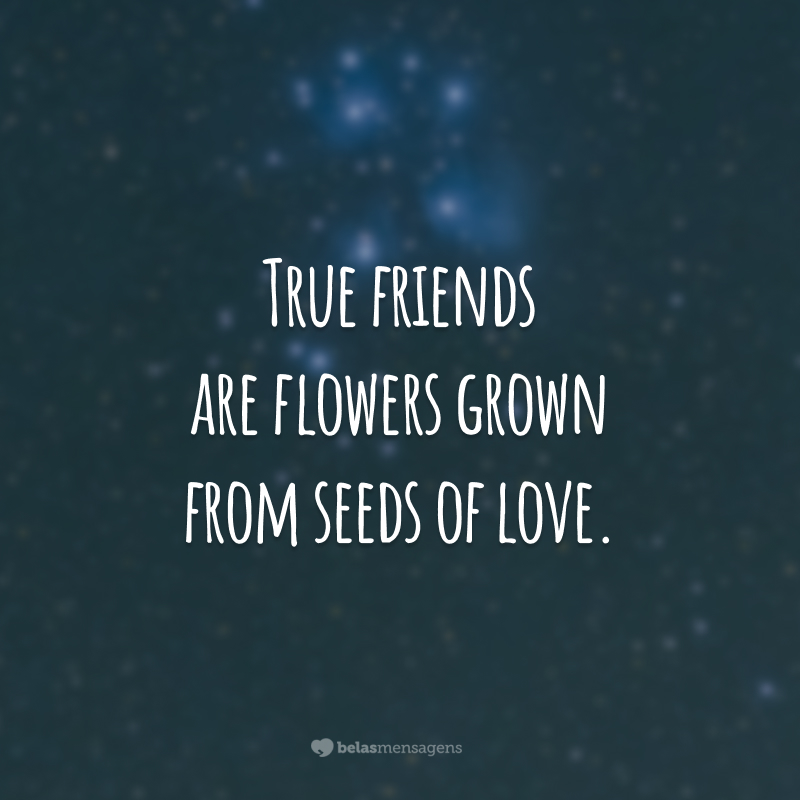 True friends are flowers grown from seeds of love. 
(Amigos verdadeiros são flores cultivadas a partir de sementes de amor.)