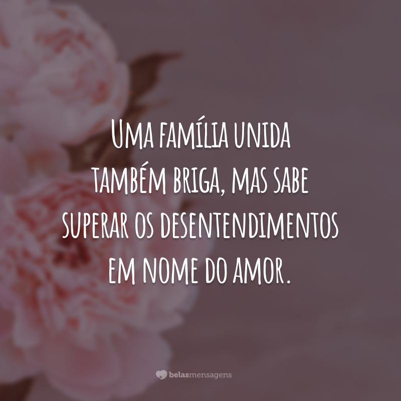 Uma família unida também briga, mas sabe superar os desentendimentos em nome do amor.