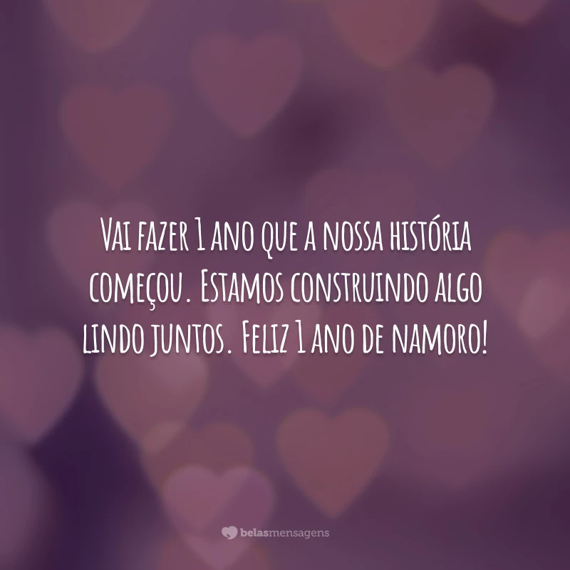 Vai fazer 1 ano que a nossa história começou. Estamos construindo algo lindo juntos. Feliz 1 ano de namoro!