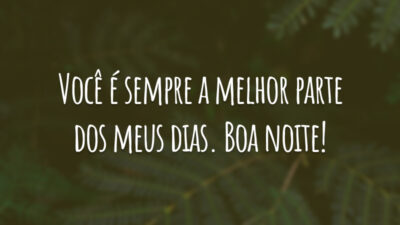 Você é sempre a melhor parte dos meus dias. Boa noite!