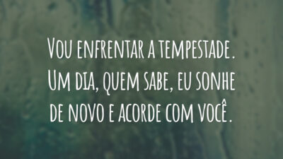 Vou enfrentar a tempestade. Um dia, quem sabe, eu sonhe de novo e acorde com você.