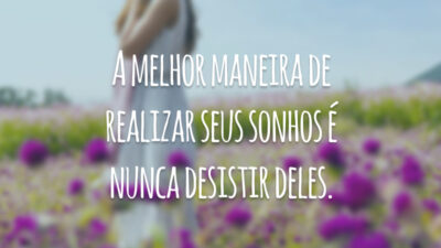 A melhor maneira de realizar seus sonhos é nunca desistir deles.