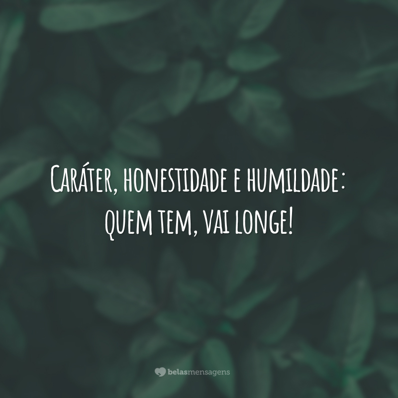 Caráter, honestidade e humildade: quem tem, vai longe!