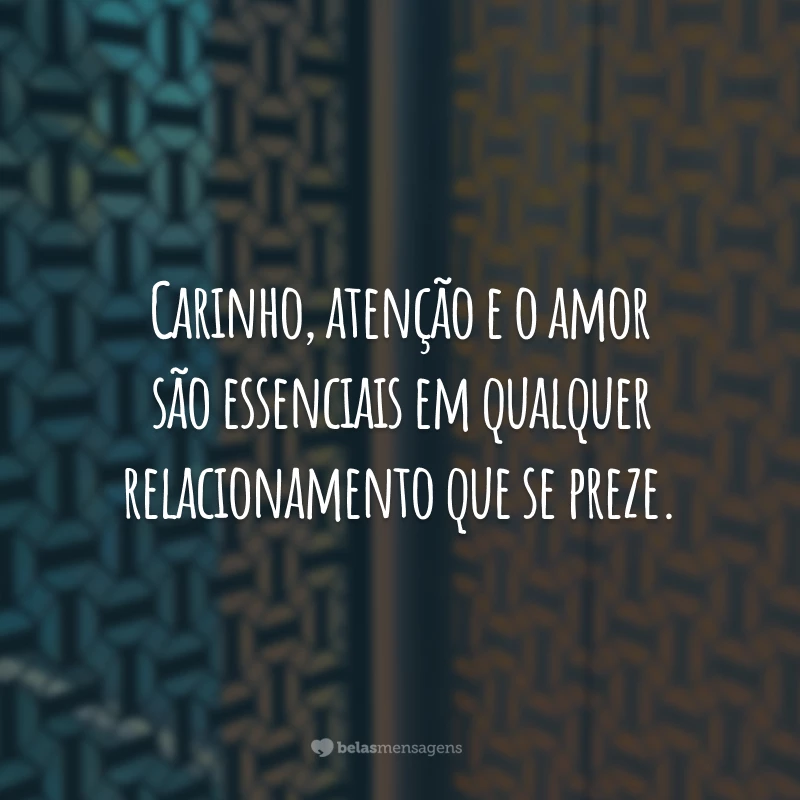 Carinho, atenção e o amor são essenciais em qualquer relacionamento que se preze.