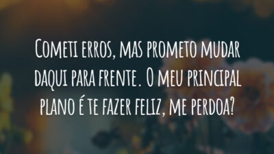Cometi erros, mas prometo mudar daqui para frente. O meu principal plano é te fazer feliz, me perdoa?