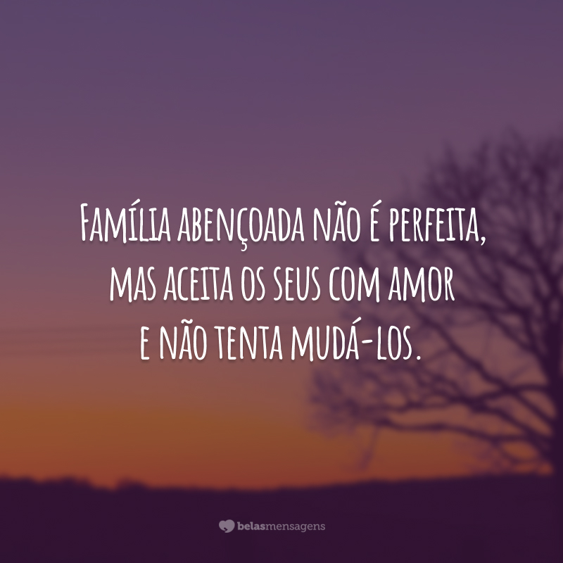 Família abençoada não é perfeita, mas aceita os seus com amor e não tenta mudá-los.