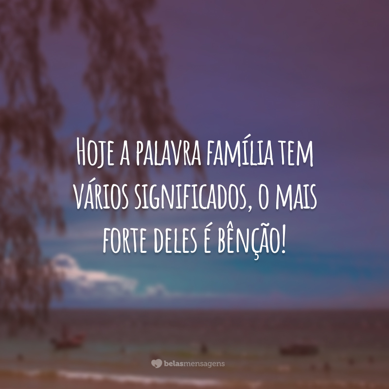 Hoje a palavra família tem vários significados, o mais forte deles é bênção!