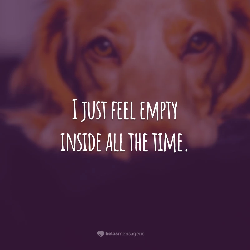 I just feel empty inside all the time.
(Eu me sinto vazio por dentro o tempo todo.)