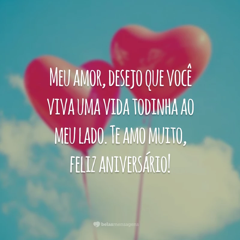 Meu amor, desejo que você viva uma vida todinha ao meu lado. Te amo muito, feliz aniversário!