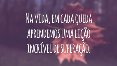 Na vida, em cada queda aprendemos uma lição incrível de superação.