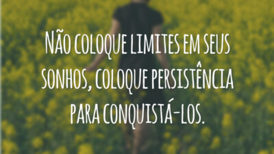 Não coloque limites em seus sonhos, coloque persistência para conquistá-los.