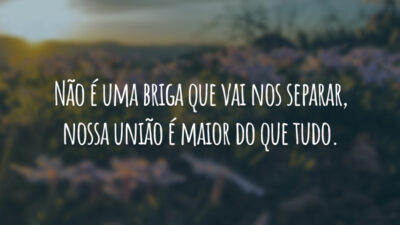 Não é uma briga que vai nos separar, nossa união é maior do que tudo.