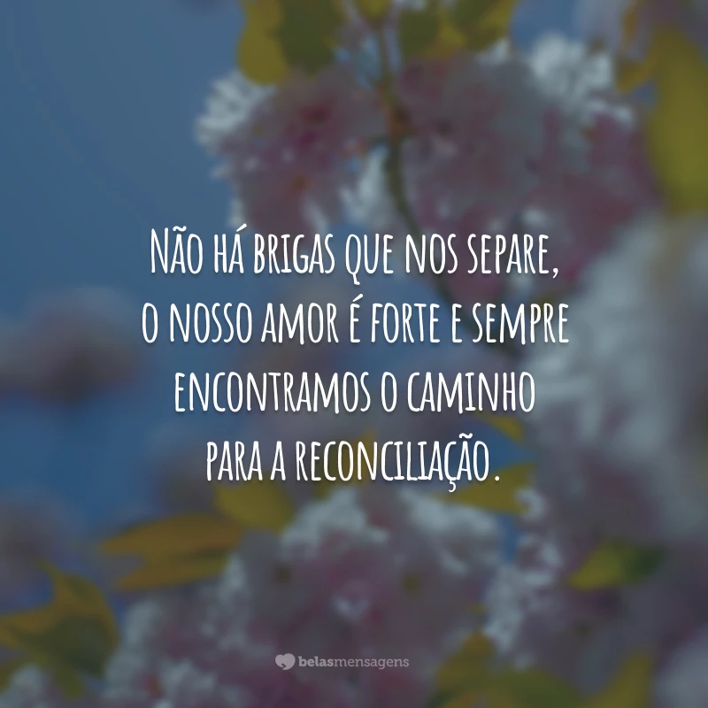 Não há brigas que nos separe, o nosso amor é forte e sempre encontramos o caminho para a reconciliação.