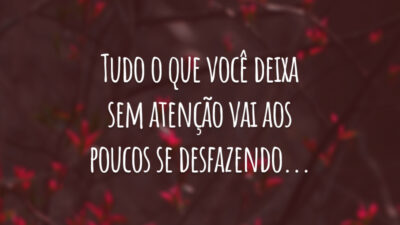 Tudo o que você deixa sem atenção vai aos poucos se desfazendo...