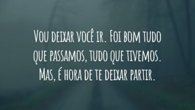 Vou deixar você ir. Foi bom tudo que passamos, tudo que tivemos. Mas, é hora de te deixar partir.