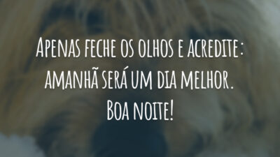 Apenas feche os olhos e acredite: amanhã será um dia melhor. Boa noite!