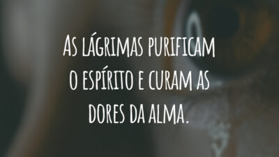 As lágrimas purificam o espírito e curam as dores da alma.