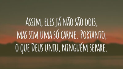 Assim, eles já não são dois, mas sim uma só carne. Portanto, o que Deus uniu, ninguém separe.