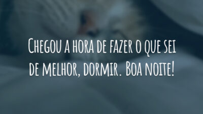Chegou a hora de fazer o que sei de melhor, dormir. Boa noite!