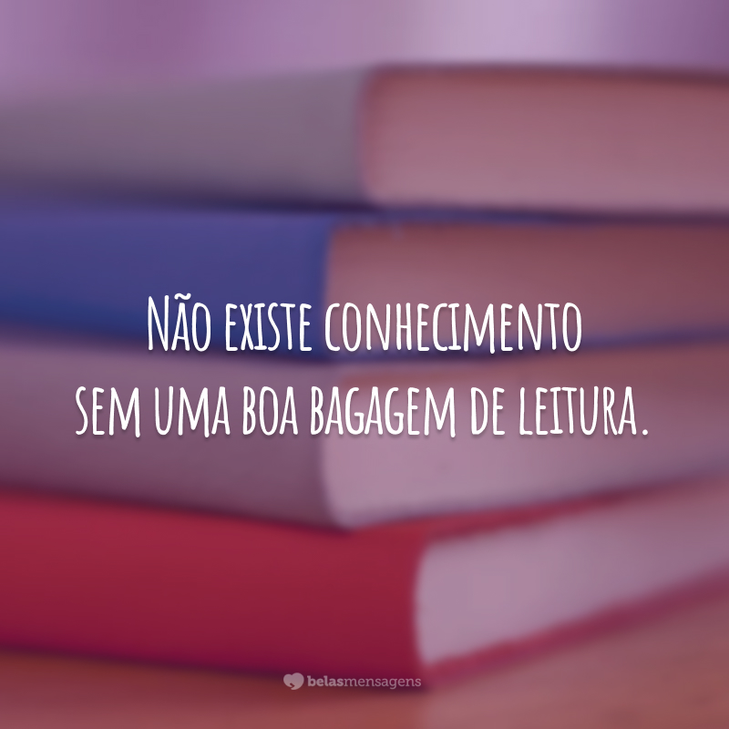 Não existe conhecimento sem uma boa bagagem de leitura.