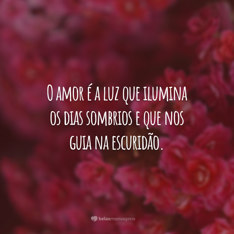 O amor é a luz que ilumina os dias sombrios e que nos guia na escuridão.