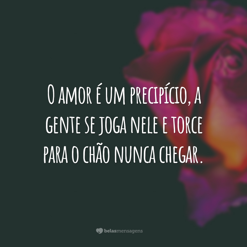 O amor é um precipício, a gente se joga nele e torce para o chão nunca chegar.