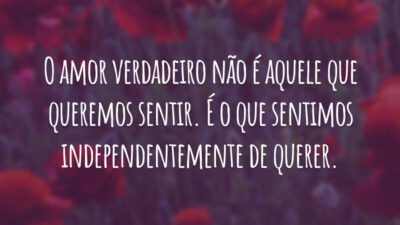 O amor verdadeiro não é aquele que queremos sentir. É o que sentimos independentemente de querer.