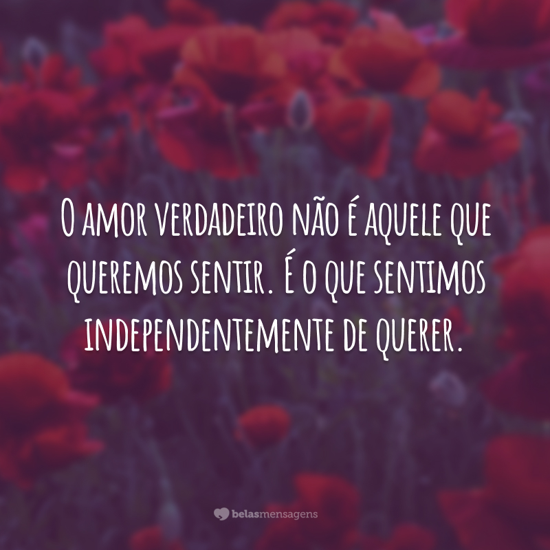 O amor verdadeiro não é aquele que queremos sentir. É o que sentimos independentemente de querer.