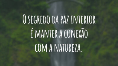 O segredo da paz interior é manter a conexão com a natureza.