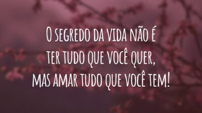 O segredo da vida não é ter tudo que você quer, mas amar tudo que você tem!
