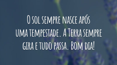 O sol sempre nasce após uma tempestade. A Terra sempre gira e tudo passa. Bom dia!