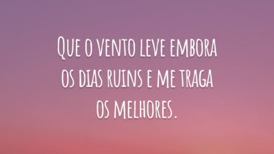 Que o vento leve embora os dias ruins e me traga os melhores.