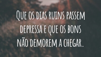 Que os dias ruins passem depressa e que os bons não demorem a chegar.