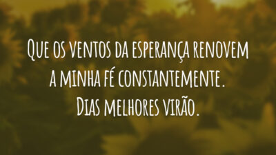 Que os ventos da esperança renovem a minha fé constantemente. Dias melhores virão.