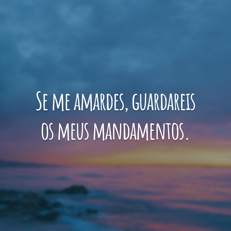 Se me amardes, guardareis os meus mandamentos.