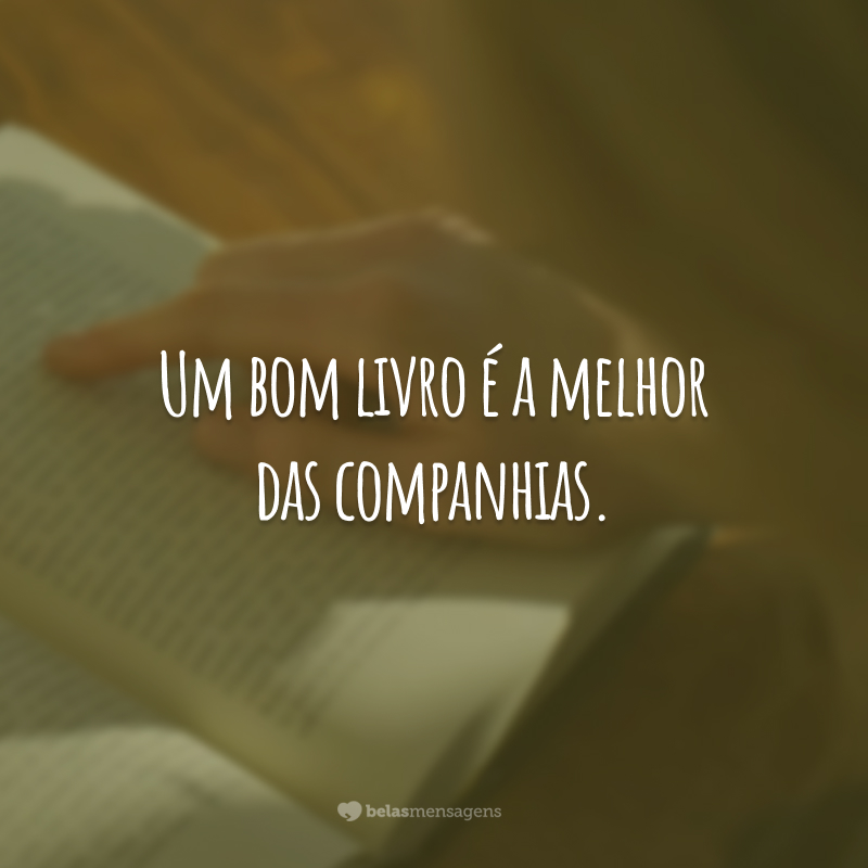 Um bom livro é a melhor das companhias.