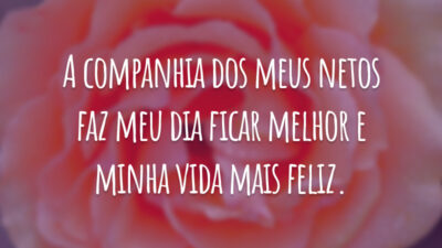 A companhia dos meus netos faz meu dia ficar melhor e minha vida mais feliz.